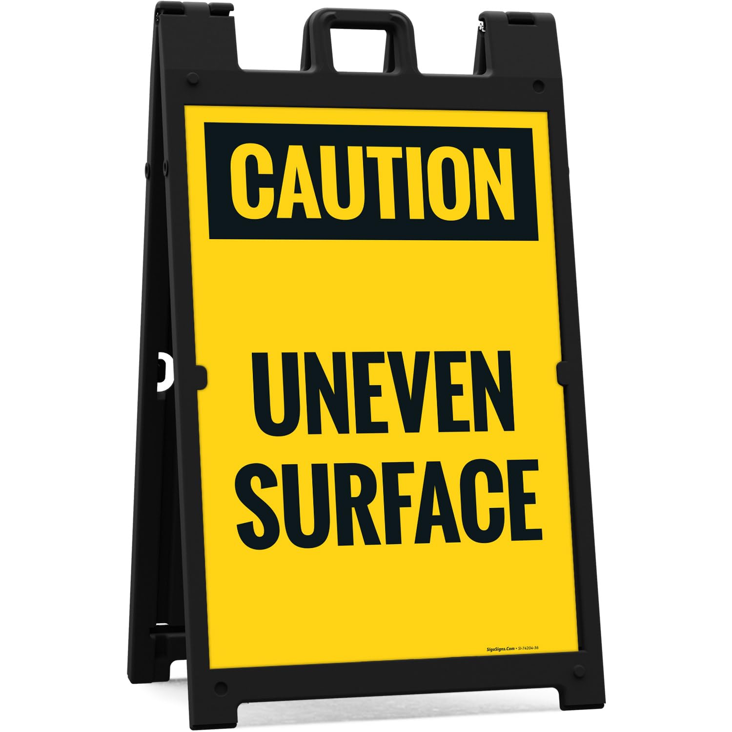 Caution Uneven Surface Sidewalk Sign Kit, 24x36 Inches, with A Frame Stand, Made in USA by Sigo Signs