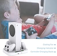 Vista 7 de Soporte de refrigeración vertical mejorado con ventilador de refrigeración de succión y estación de carga de doble controlador para Xbox Series S