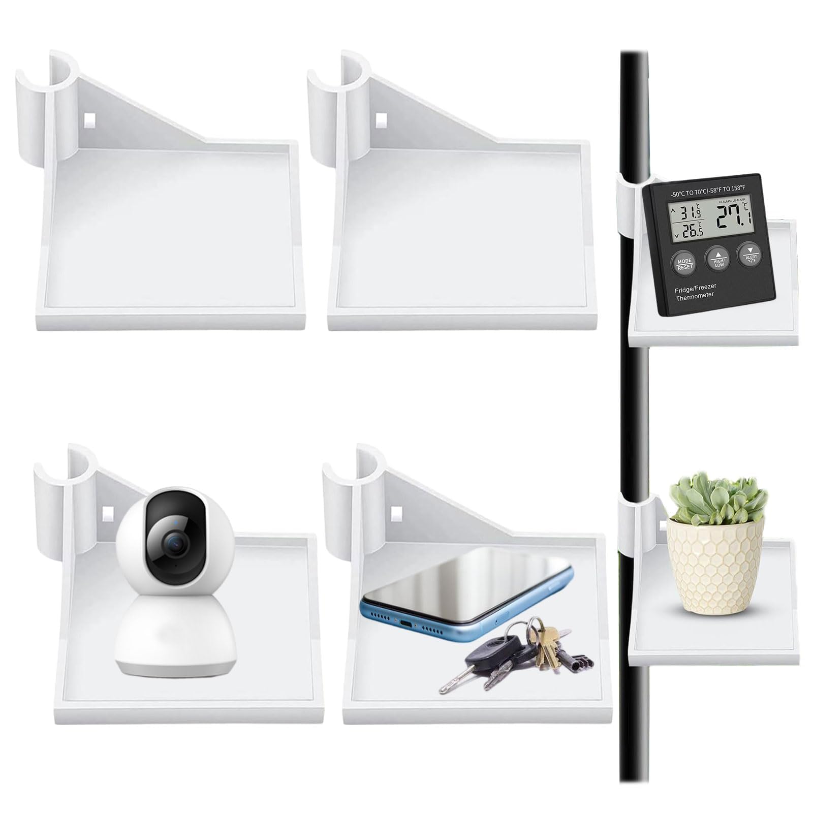 4 piezas Estantes montados en la pared, Accesorio de Tienda de Cultivo, Blanco Estante Esquinero para Cámara, kit de tienda de cultivo de esquina, accesorios de carpa de cultivo para colocar la cámara