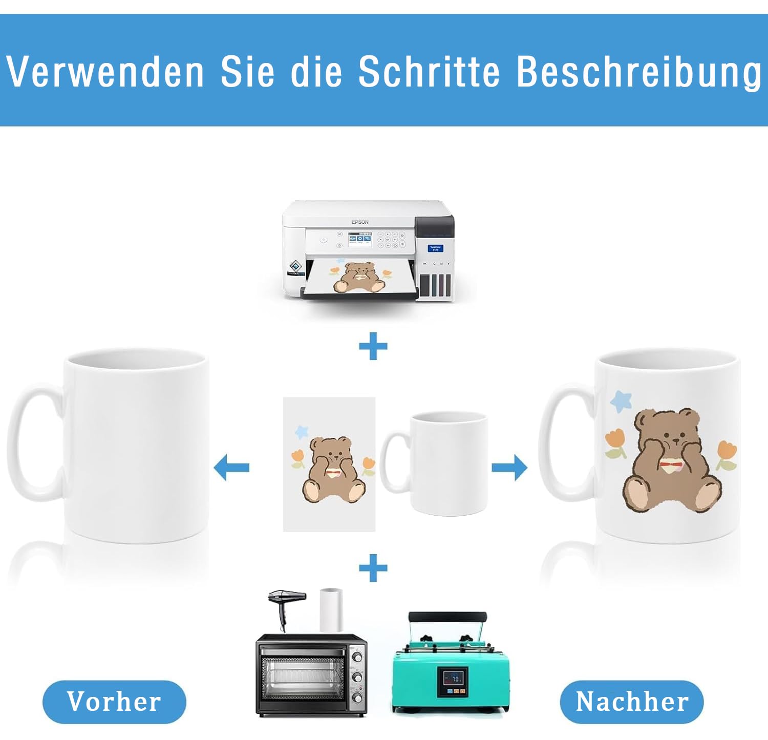 12er Set Sublimationstassen Rohlinge, 350ml Weiße Kaffeetassen zum Bedrucken, Blanko Keramiktassen mit Geschenkboxen für Tee, Milch, Latte, Heiße Schokolade