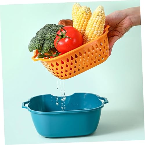 Miniatura 5 de TIDTALEO 1 juego de cesta de drenaje para verduras, cesta de plástico para lavar frutas, cestas de lavandería de plástico, cuenco limpiador de