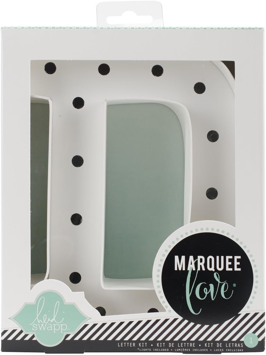 American Crafts Heidi Swapp Love 8-inch Kit D | Includes DIY Marquee Letter, Light Strand, 15 Clear Lightbulbs, and tracing Template, White