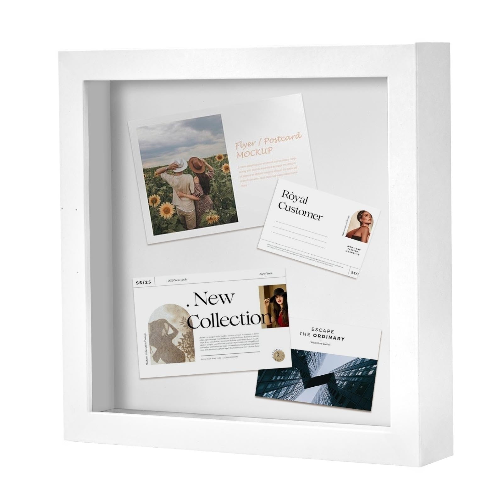 Cadre photo de 20,3 x 20,3 cm profond pour médailles et épingles de collection