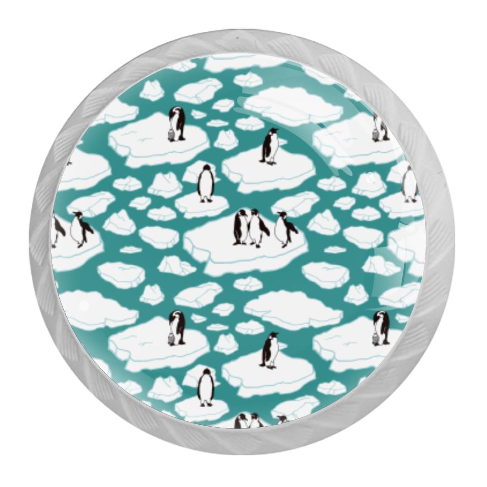 Tqmspg 4 Pieces Drawer Pulls Animal Penguins Door Knobs Dresser Handles for Kitchen Wardrobe Cupboard Hardware Furniture
