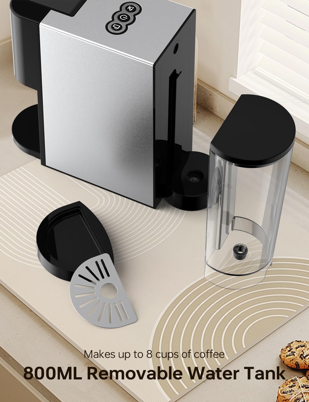2 in 1 Coffee Maker, 20 Bar Espresso Machine Compatible with Nespresso Original Capsules/Ground Coffee, 1450W, Single Serve Coffee Maker, Custom Volume Settings