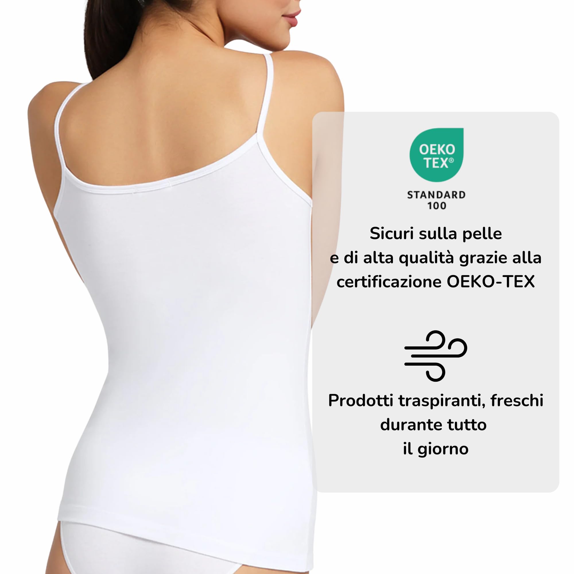 Liabel Maglia Intima da Donna Spalla Stretta (Multipack da 2), Canotta Intima Femminile in Cotone Bielastico Certificato Oeko-Tex, Fresca e Traspirante