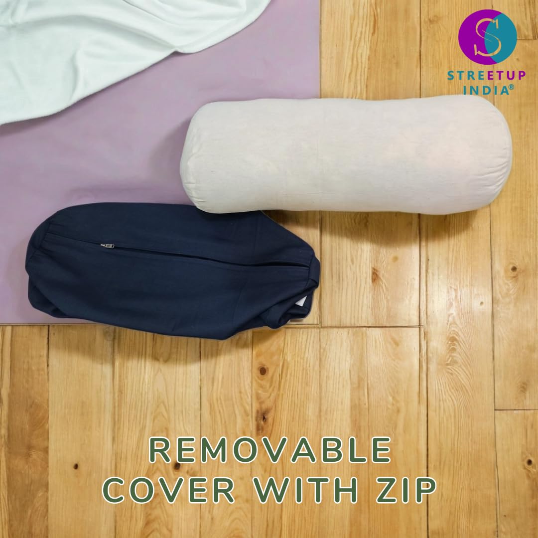 Streetup India® Yoga Bolster for Iyengar Yoga With Premium Cotton Washable Cover (Blue, Standard) 2