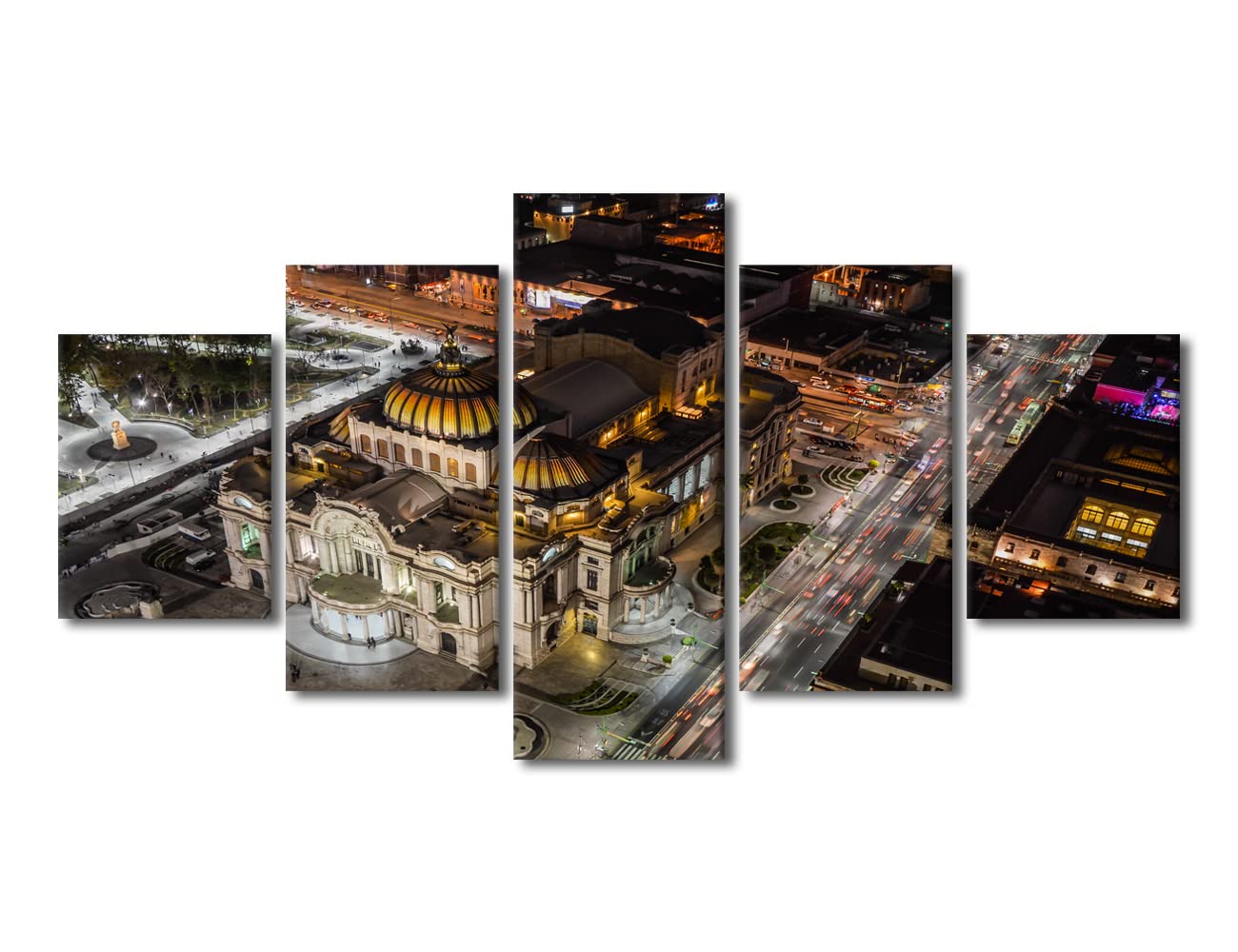 5 Pieces Mexico Canvas Wall Art for Bedroom Palace of Fine Arts Wall Art for Living Room Mexico City Cityscape Wall Art Decor Modern Artwork for Home