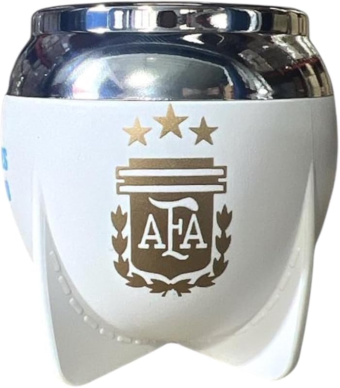 Juego de Taza Mate con Pajita (Bombilla) Licencia Oficial Asociación Fútbol Argentino Torpedo (Blanco.)