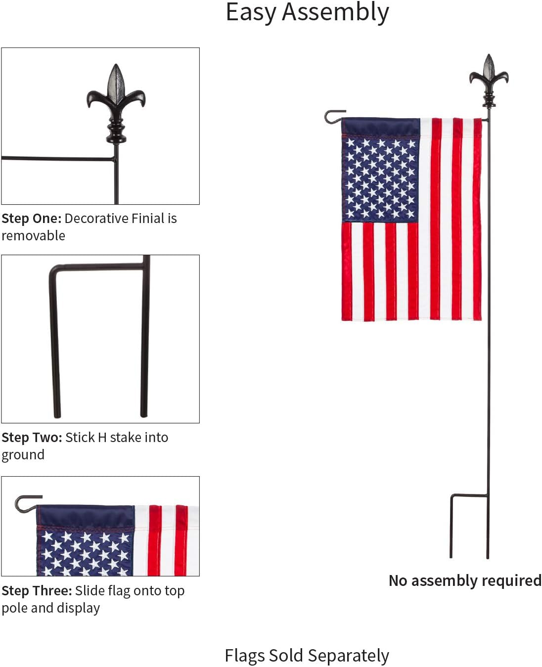Black Fleur De Lis Garden Size Flag Pole