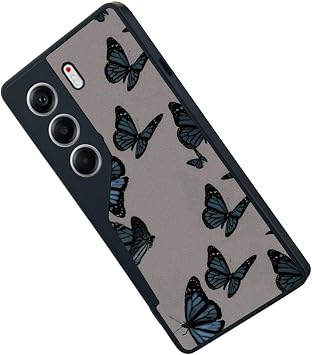 Tecno Camon 40 ile Uyumlu Kılıf, Kelebek Desenli, Siyah Silikon, Çiziklere ve Darbelere Karşı Koruma