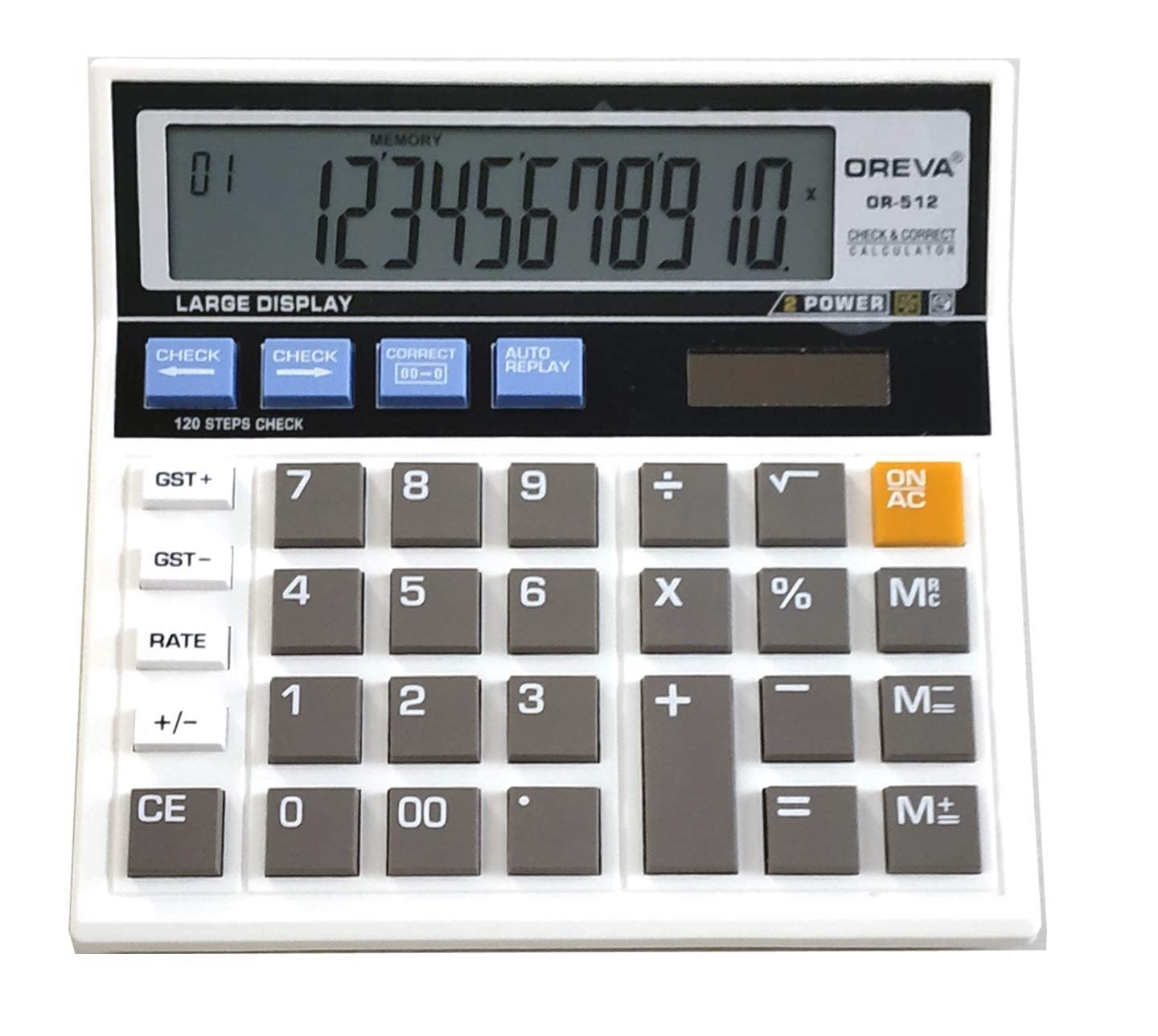 Oreva 120 Steps Check & Correct 12 Digit Premium GST Calculator Bigger Screen Keys OR-512 (Pack of -2)