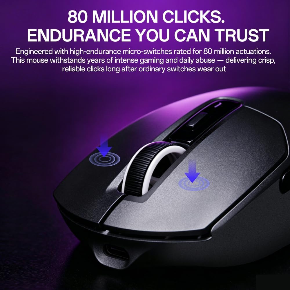 Tyrfing V1 Wireless Gaming Mouse with RGB Charging Dock, 12K DPI, 59g Ultra-Lightweight, Tri-Mode Connectivity, 300mah Battery, Ergonomic, 1K Report Rate, with Magnetic Dock-Black