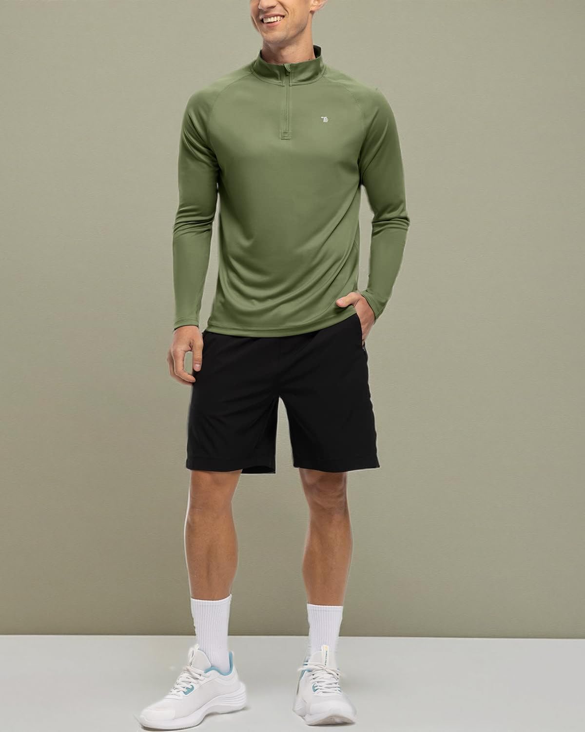 BGOWATU Men's Hiking Shirts Long Sleeve Sun Shirts UPF 50+ Quarter Zip Pullover Quick Dry Rash Guard