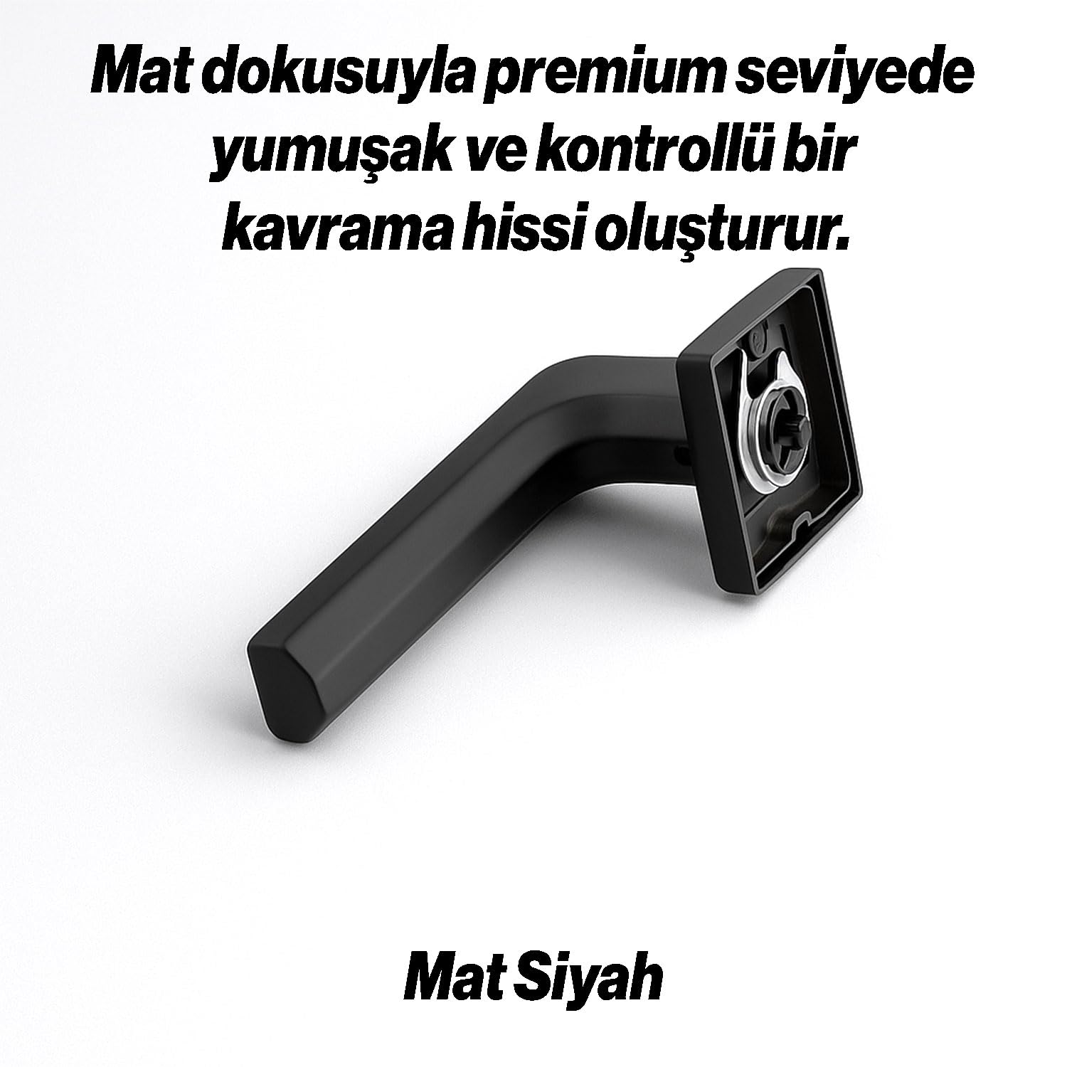 Akdam Mat Siyah Modern Oda Kapı Kolu Seti Kare Rozetli Sessiz Mekanizma Uyumlu Şık İç Kulp Takımı