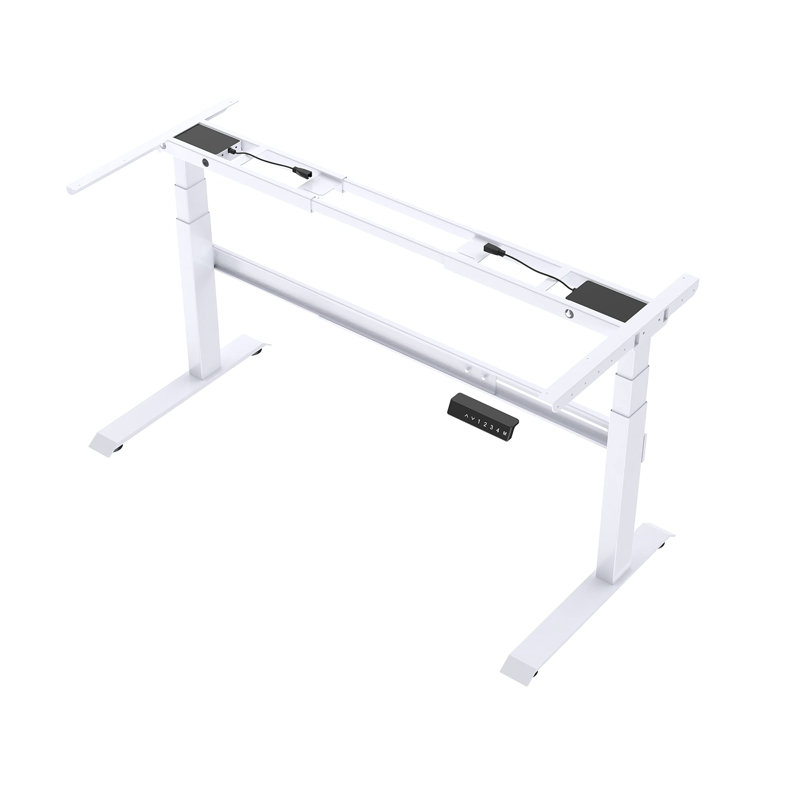 ES1 PRO - Schreibtischgestell höhenverstellbar elektrisch 3-Fach Teleskop mit 2 Motoren/Memory Funktion/Kollisionsschutz und Soft-Start/Stop 140kg belastbar Stabil leise(White)