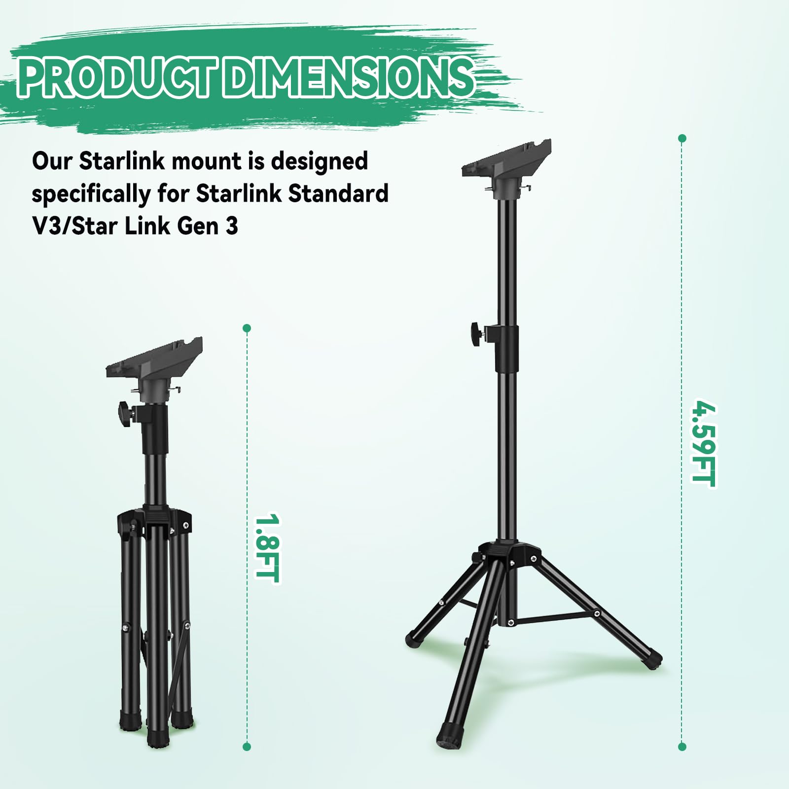 Starlink Mount Gen 3 Treppiede Stand, kit di montaggio Starlink portatile per Starlink Gen 3 con Starlink Mount Gen 3 Treppiede Stand, kit di montaggio Starlink portatile per Starlink Gen 3 con