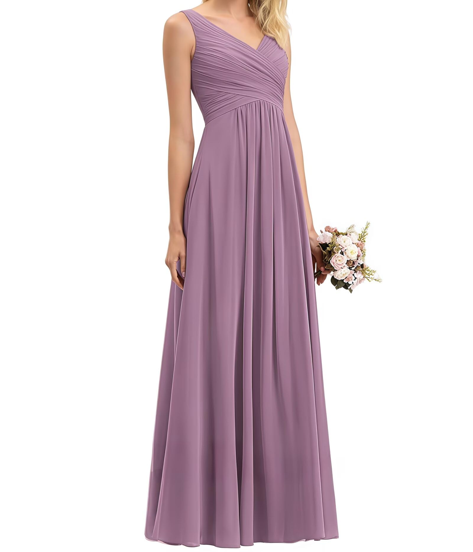 Damen Abendkleid V-Ausschnitt Brautjungfernkleid Elegant Lange Partykleider Hochzeitsgastkleid Abschlusskleid Ballkleid