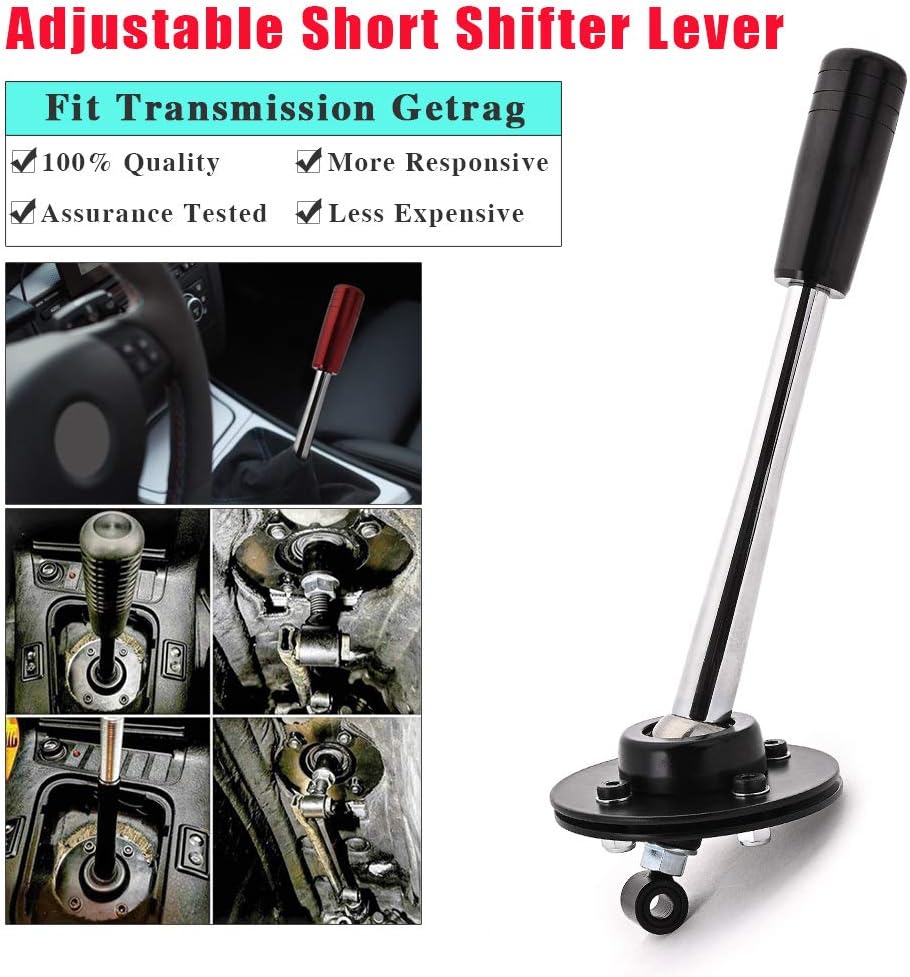 Drift Tuning Adjustable Short Shifter Lever Knob fits for BMW 85-10 E30 E36 E39 Z3 E46 E34 Gear Transmission Getrag or ZF Racing & Daily (Black) 178mm Handle