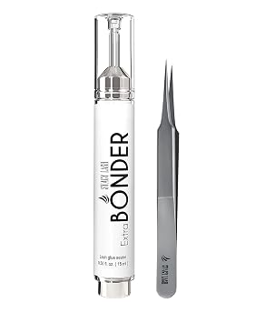Extra Bonder & Stacy Lash STL-4 Isolation A-Shaped Tweezers/Super Sealer/Prevents Adhesive Shock Polymerization/Precision Stainless Steel Tool/Straight Tips/Professional Supplies