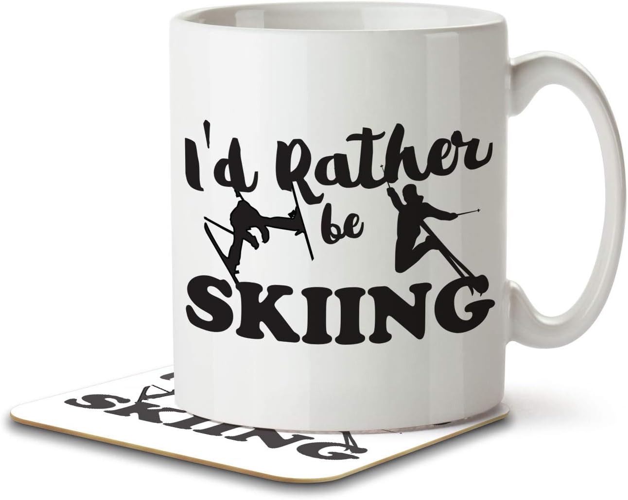 I'd Rather Be Skiing - Mug and Coaster by Inky Penguin