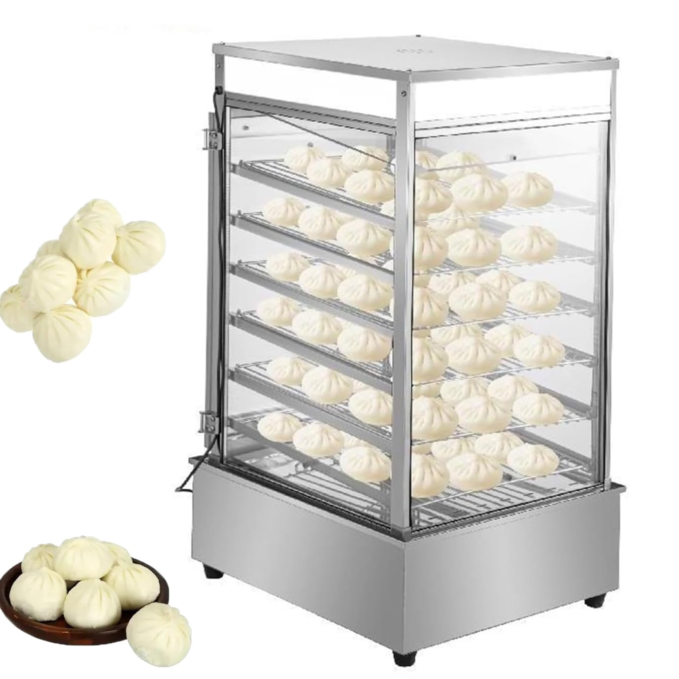 Vaporera eléctrica para bollos comercial de 1200 W (6 capas), calentador eléctrico de alimentos calientes, calefacción envolvente de vapor de 360 ​​grados, para tienda, restaurante buffet, etc.