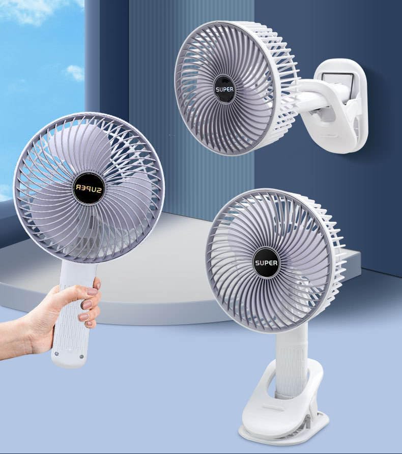 Image of Portable Clip Fan, USB Rechargeable Desk Fan with Strong Airflow, Quiet Operation, Adjustable Head, Mini Cooling Fan for Office Bedroom Travel Camping