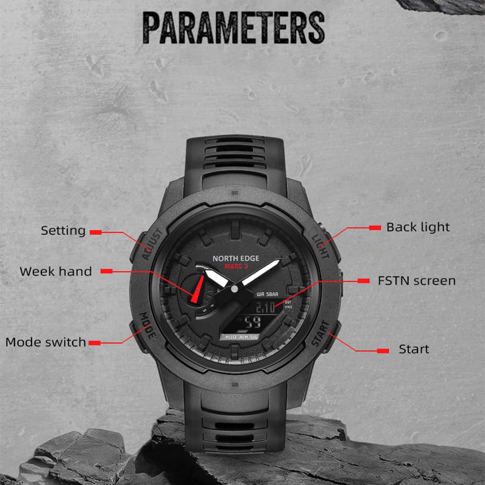 Lixada Reloj Digital para Hombre, Reloj Deportivo, Relojes de Pulsera Impermeables con Alarma de cronómetro