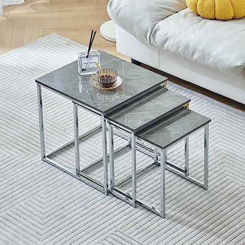 Nesting Tables Set of 3, Stacking End Side Lamp Coffee Table for ...
