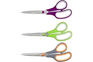Amazon Basics Multipurpose, Comfort Grip PVD Coated Stainless Steel Office Scissors: Precision...