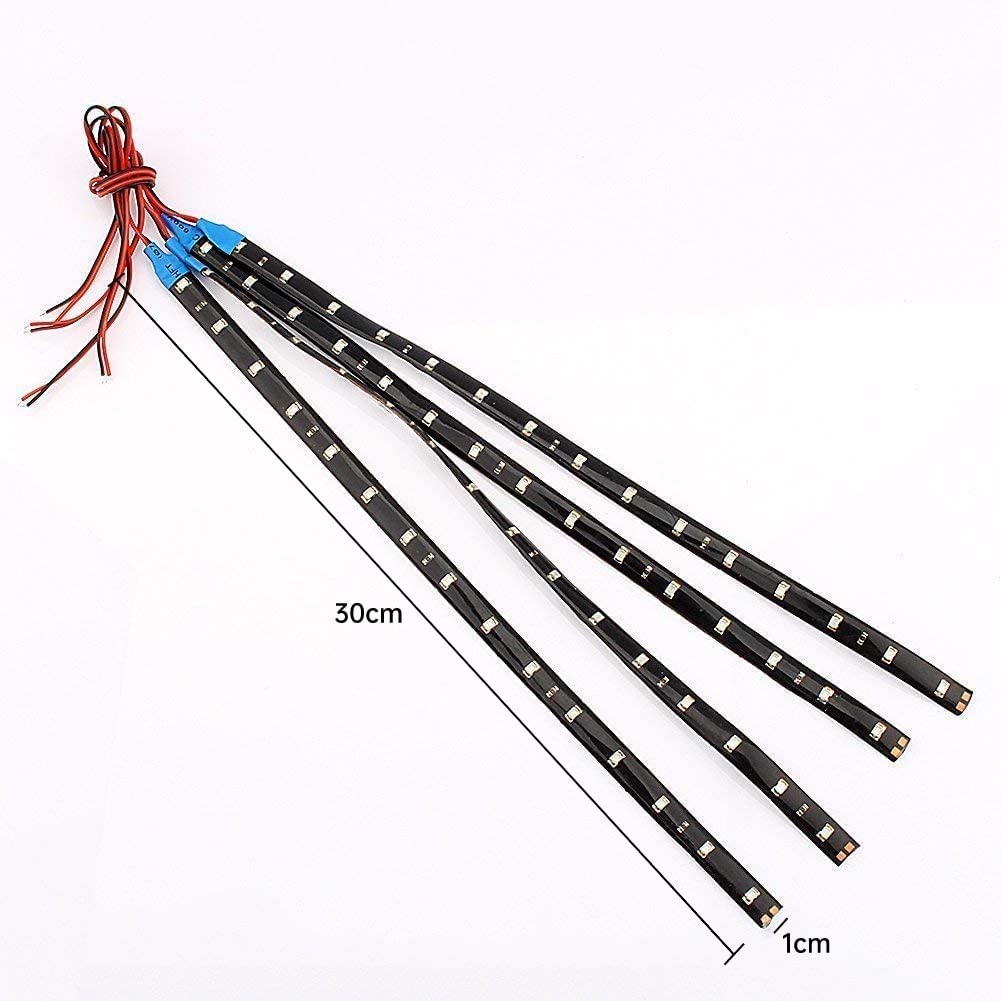 Yosoo 15-LED-Lichtstreifen für Fahrzeuge, biegsam, wasserdicht, dekorativ, hellblau, 30 cm (4 Stück)