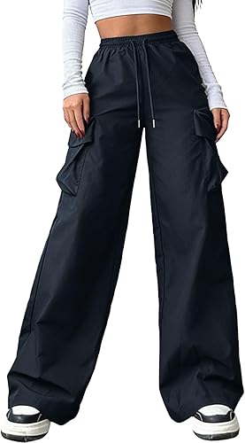 SHOPESSA Womens Black Cargo Pants,Cargo Pants Women Baggy Lightweight Quick Dry 
