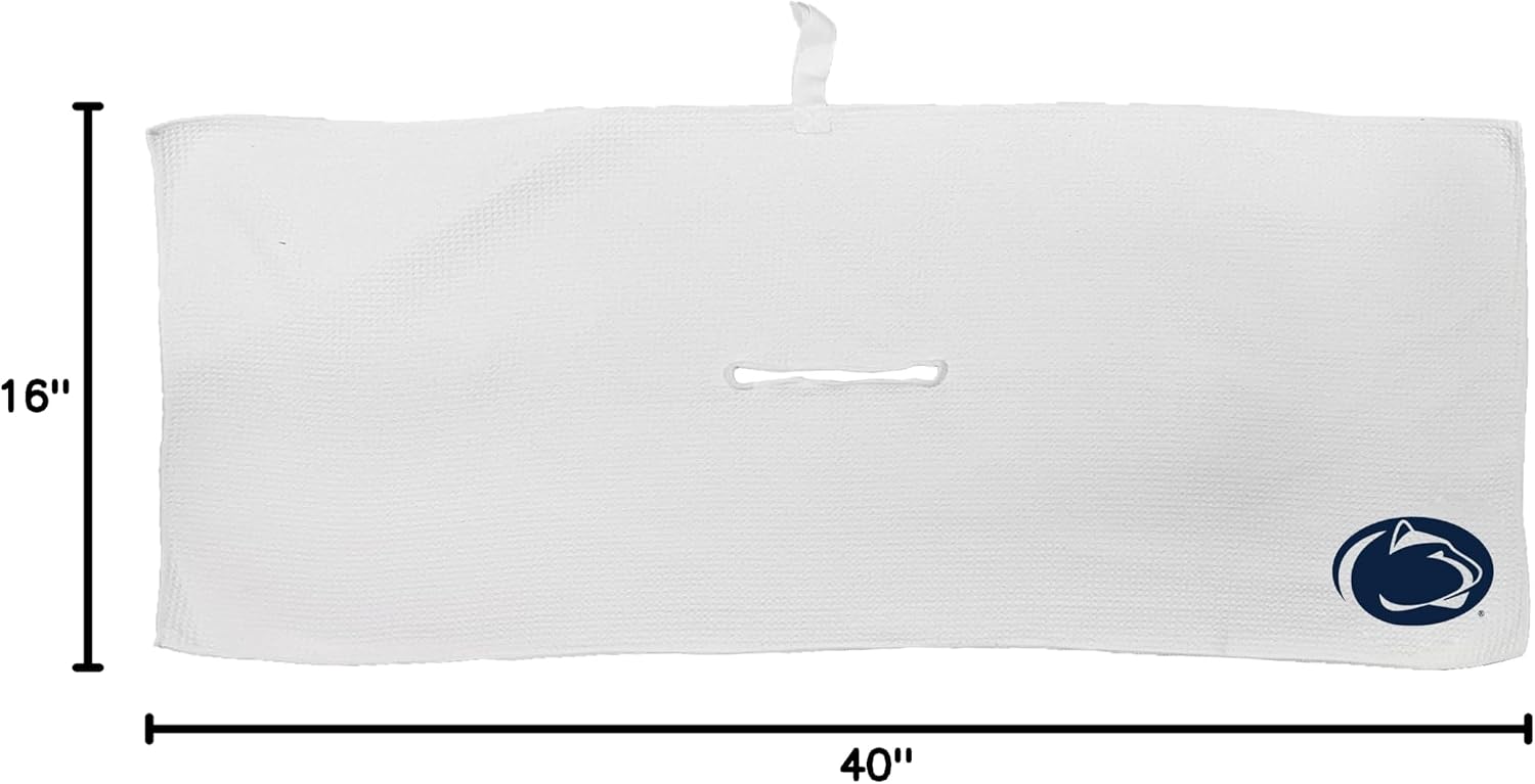 Team Golf NCAA NCAA Microfiber Towel - 16" X 40" (White) with Carabiner Clip, Premium Microfiber with Deep Waffle Pockets- Superior Water Absorption and Quick Dry Golf Cleaning Towel