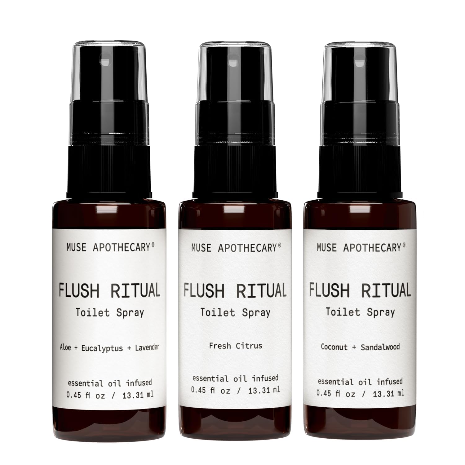 Muse Apothecary Flush Ritual - Aromatic & Refreshing Toilet Spray, Use Before You Go, Infused with Natural Essential Oils - Travel Size Mini