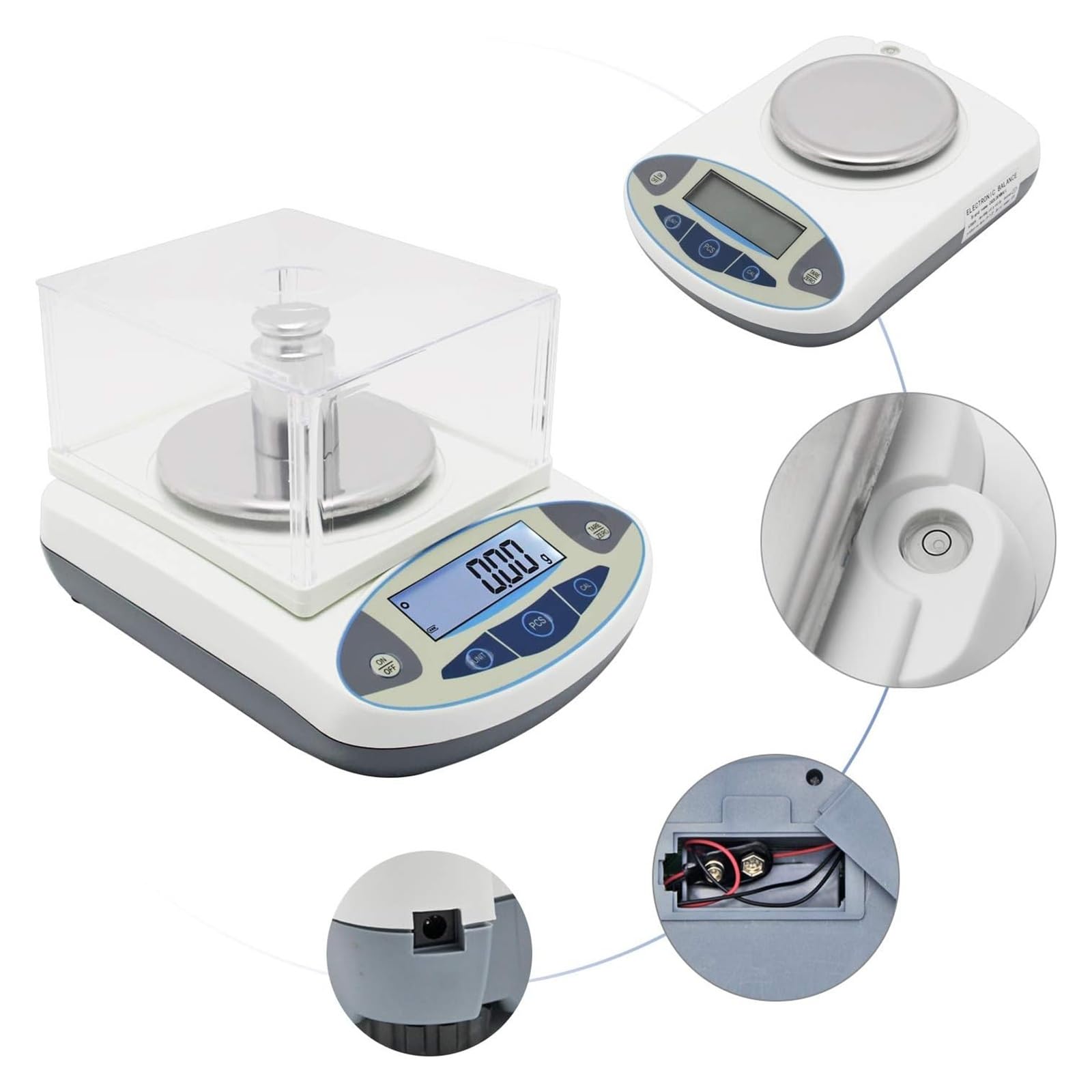 Escala de laboratorio de precisión balanza de laboratorio balanza analítica Digital balanza de laboratorio balanza de joyería balanza científica escala de 0.01g precisión (5000g, 0.01g)