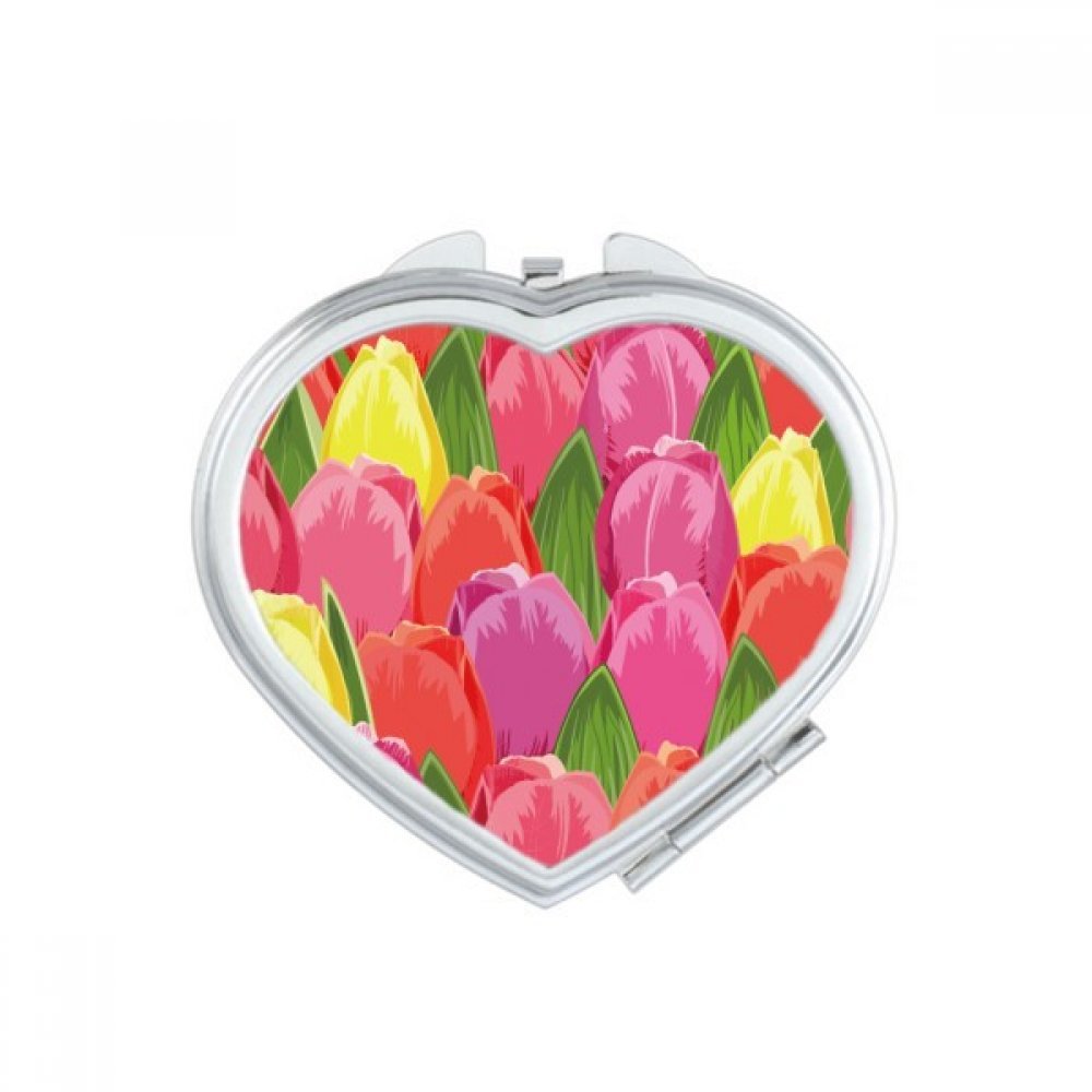 Miroir compact maquillage portable aquarelle plante fleur tulipe mignon