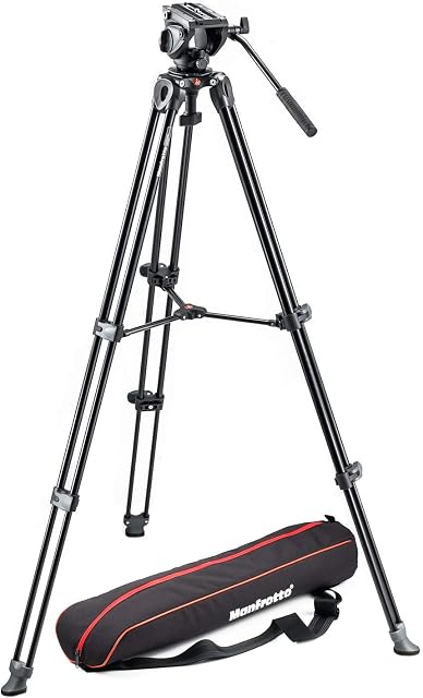 Manfrotto MVK500AM, Lightweight Fluid Video System, Head Included, Professional Tripod, Compatible with Interchangeable Lens Cameras and HDSLR bodies, Aluminium