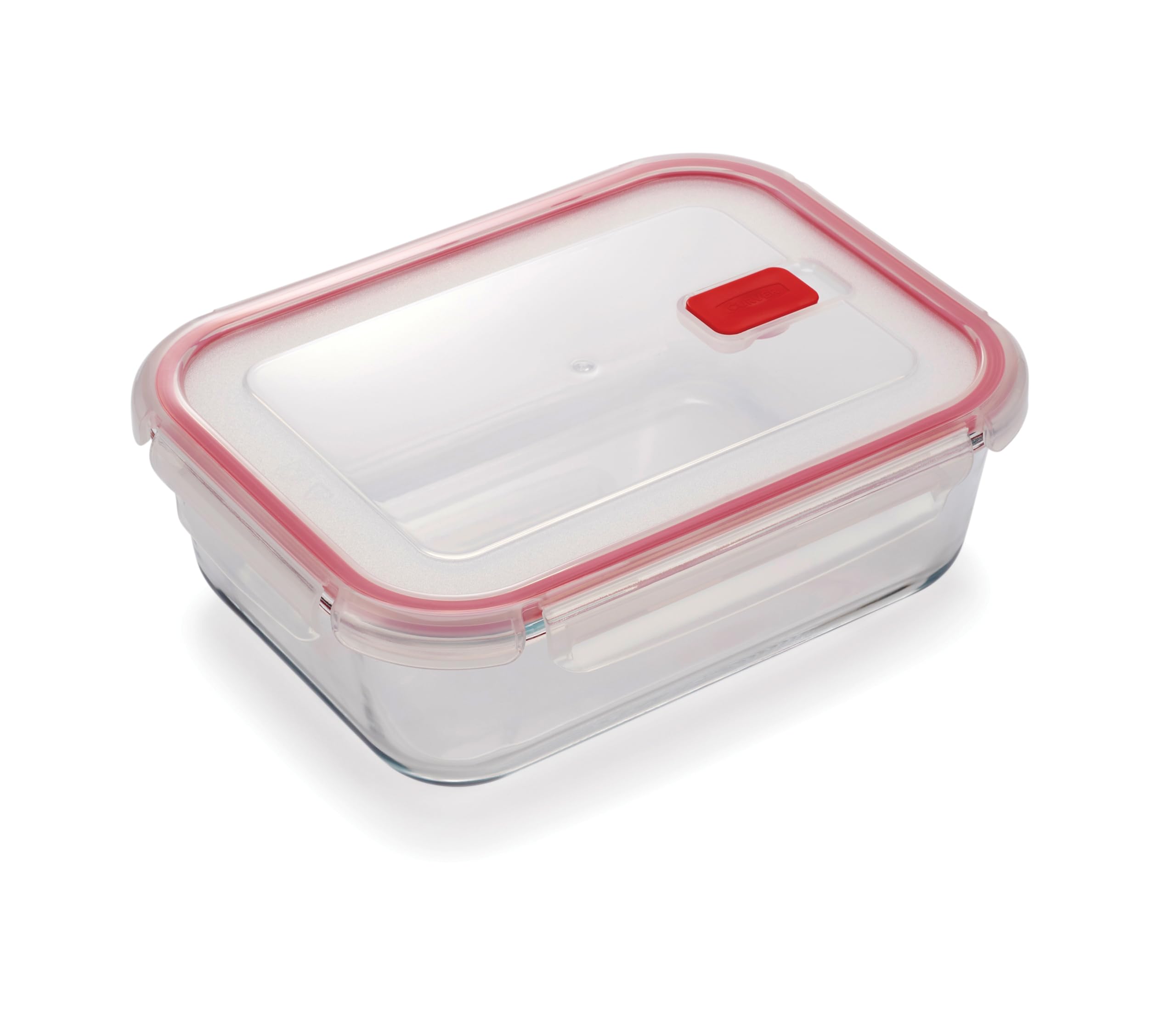 Curver Transparent Rectangular 1.5L Food Storage Glass Containers With Lids - Borosilicate Glass, 4-Clip Lock Airtight Food Containers With Lids, Oven & Freezer Safe