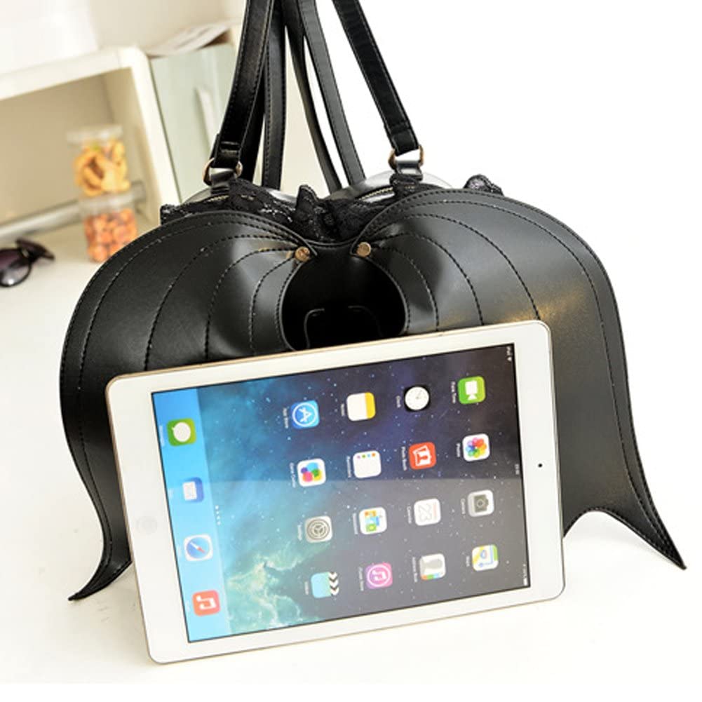 Wudaizhi Femme Fille Punk Sac À Dos Nouveauté Bat Aile De Jour Sac À Dos Gothique Dentelle De Dentelle Coeur Lolita Sac Noir Mignon Petit Diable Paquet