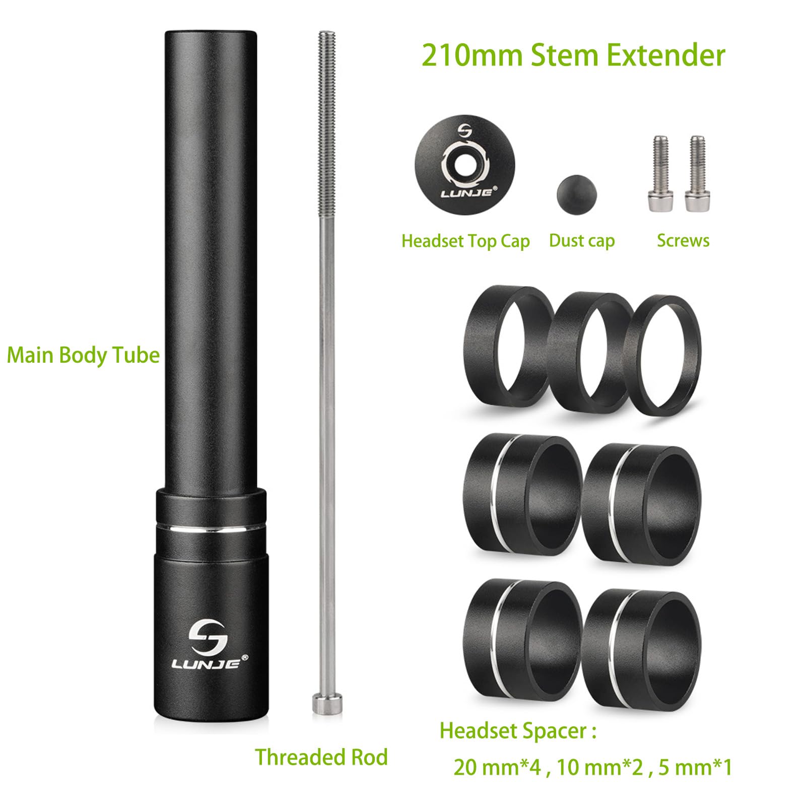 TIKBRO Bike Fork Stem Extender Bicycle Stem Adapter Adjustable MTB Handlebar Riser 1 1/8