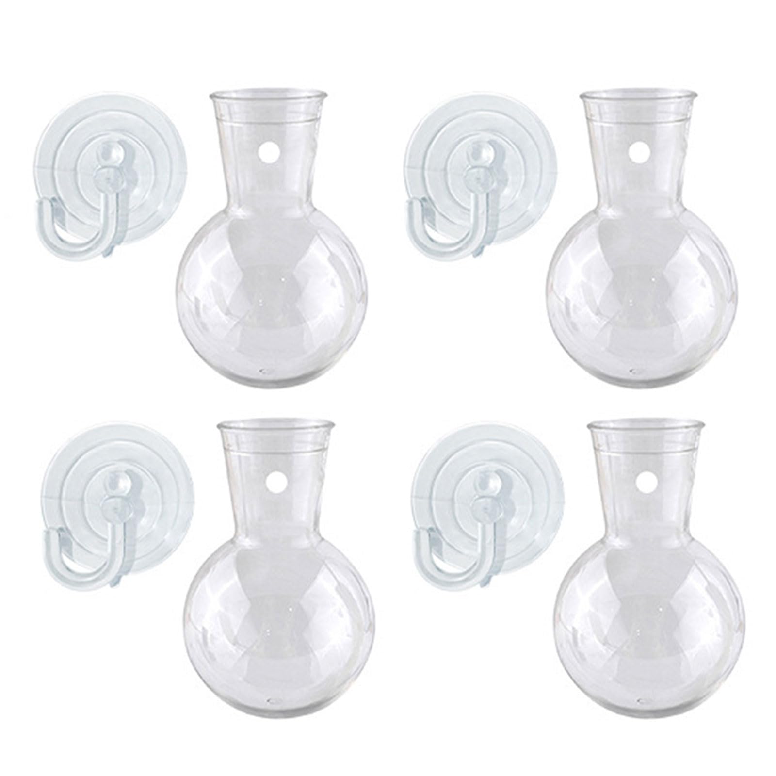 Osniyaw A Set Of 2/4 Hanging Crylic Hydroponic Plant Containers, Flower Vases With Suction Hooks For Home, Office, Window Decoration, Transparent Vases