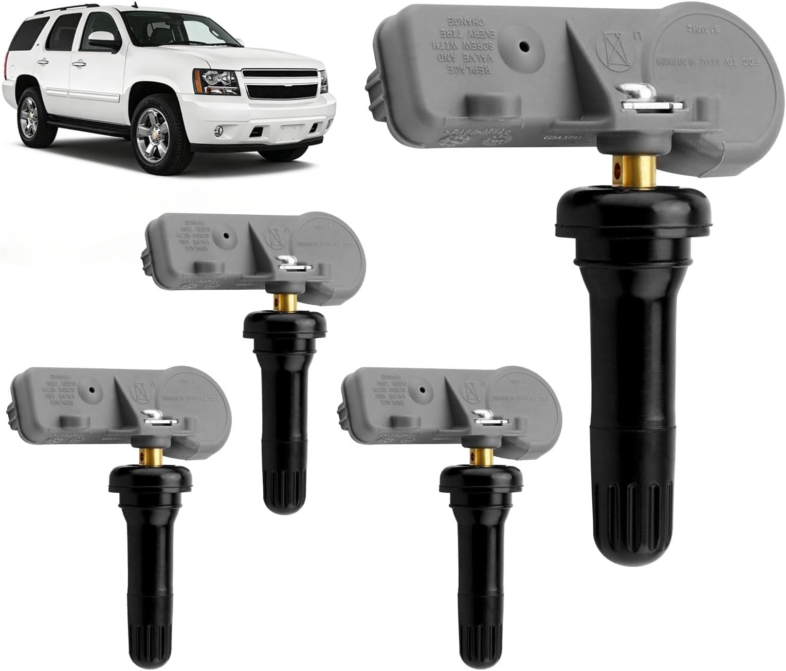HQPASFY TPMS Sensor 315MHz Tire Pressure Sensor, Compatible with 2006-2019 Chevy Silverado/Suburban, GMC Yukon/Sierra, Buick Enclave, Cadillac Escalade/CTS & More, Replaces# 13586335, 13581558 (4Pcs)