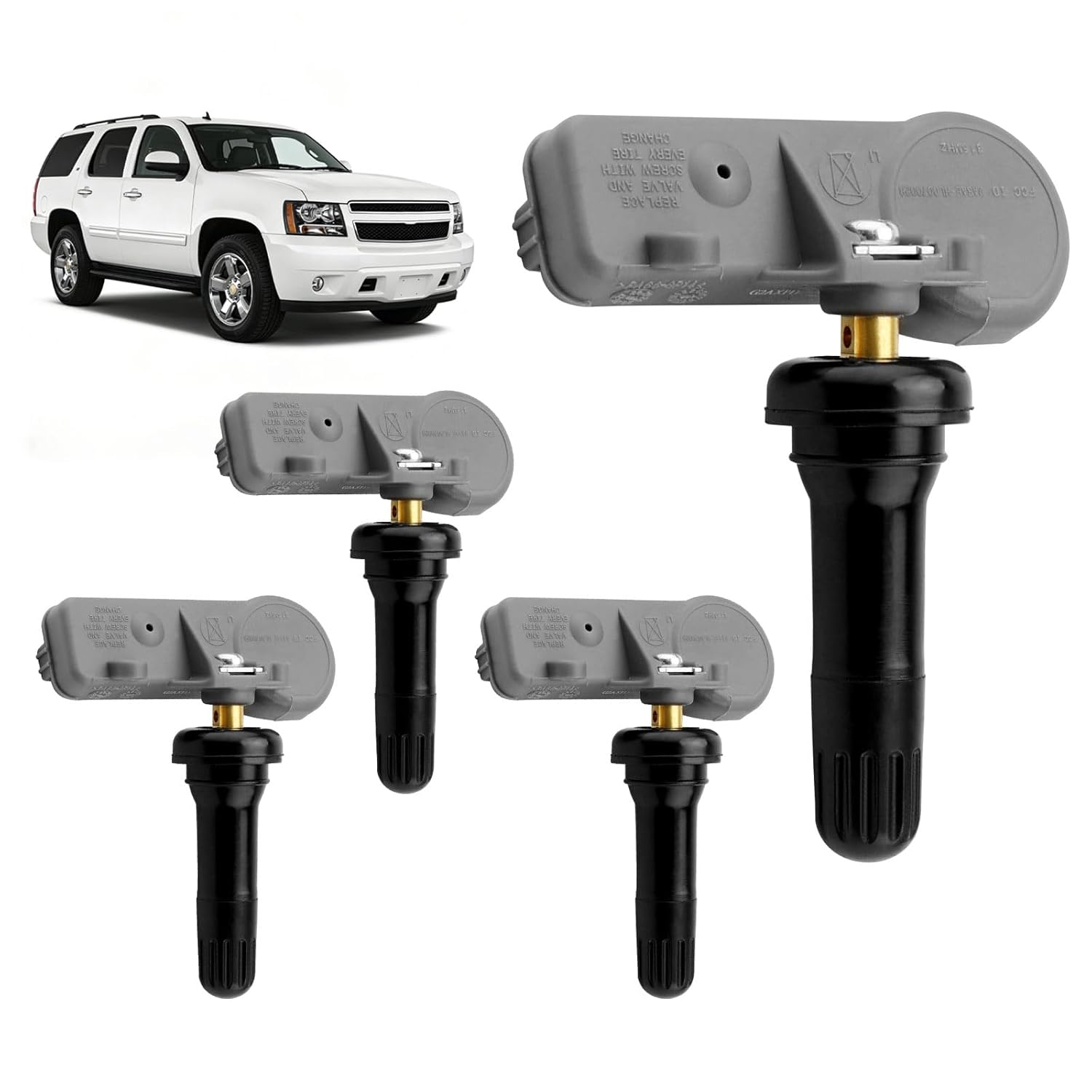 HQPASFY TPMS Sensor 315MHz Tire Pressure Sensor, Compatible with 2006-2019 Chevy Silverado/Suburban, GMC Yukon/Sierra, Buick Enclave, Cadillac Escalade/CTS & More, Replaces# 13586335, 13581558 (4Pcs)