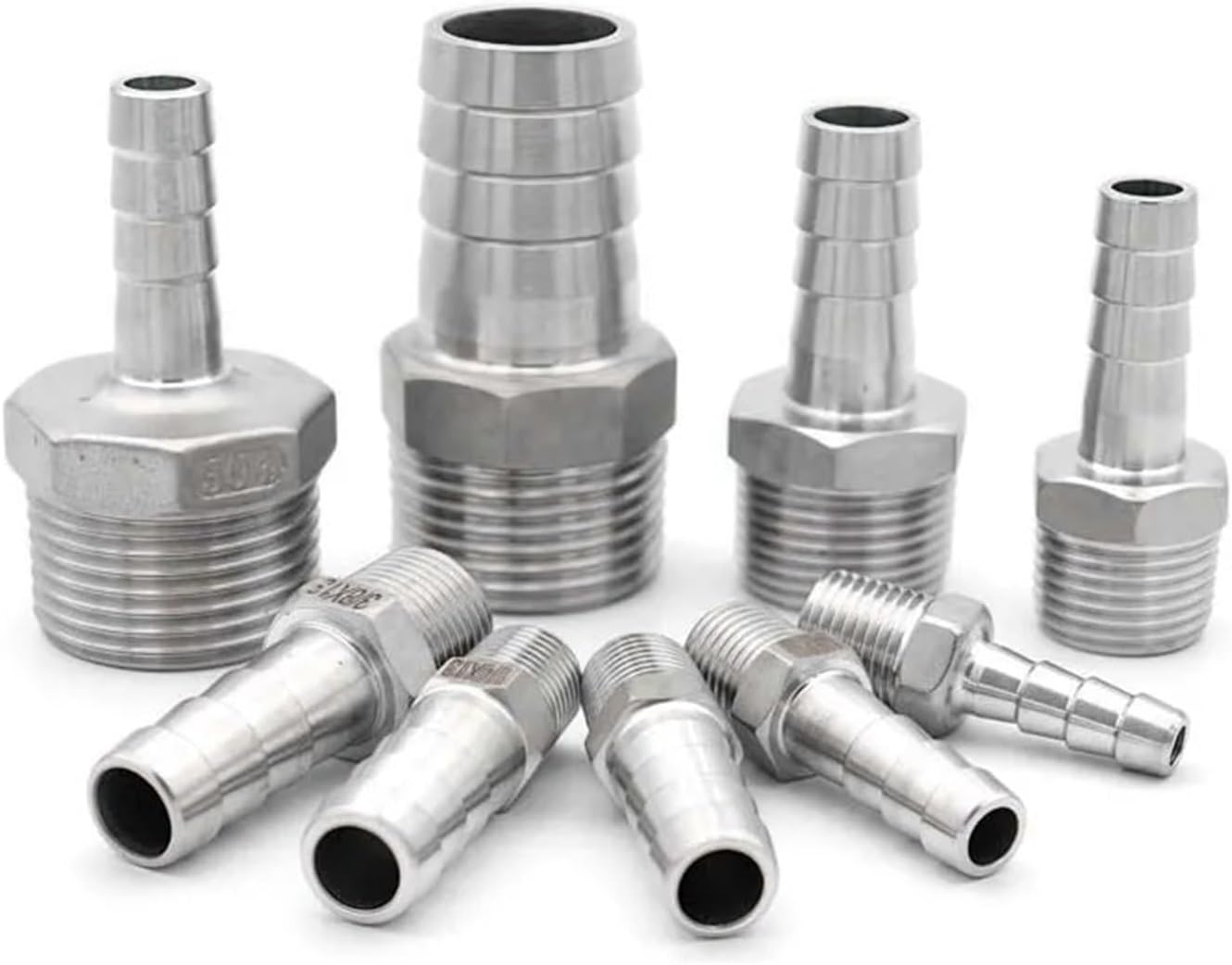 6mm To 25mm Hose Barb 1/8" 1/4" 3/8" 1/2"3/4"1" BSPT Male Thread 304 Stainless Steel Pipe Fitting Coupler Connecto(16mm,3/8")
