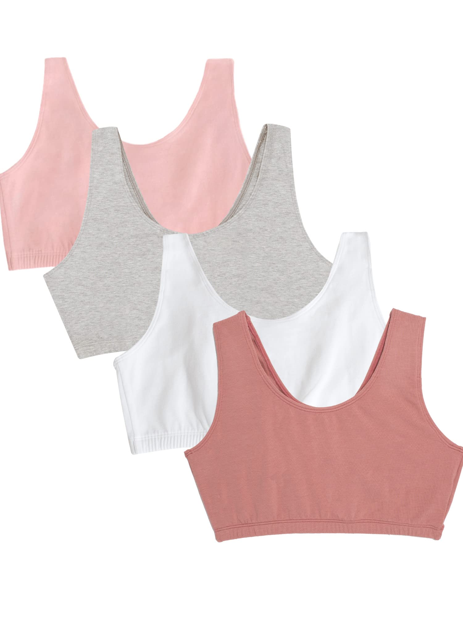 Fruit of the Loom Women's Built Up Tank Style Sports Bra Value Pack, Opaque, Dusk/White/Blush/Grey Heather, 46 (Pack of 4)