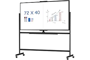Maxtek Rolling Whiteboard: Double-Sided, Mobile, Magnetic, 72" x 40"