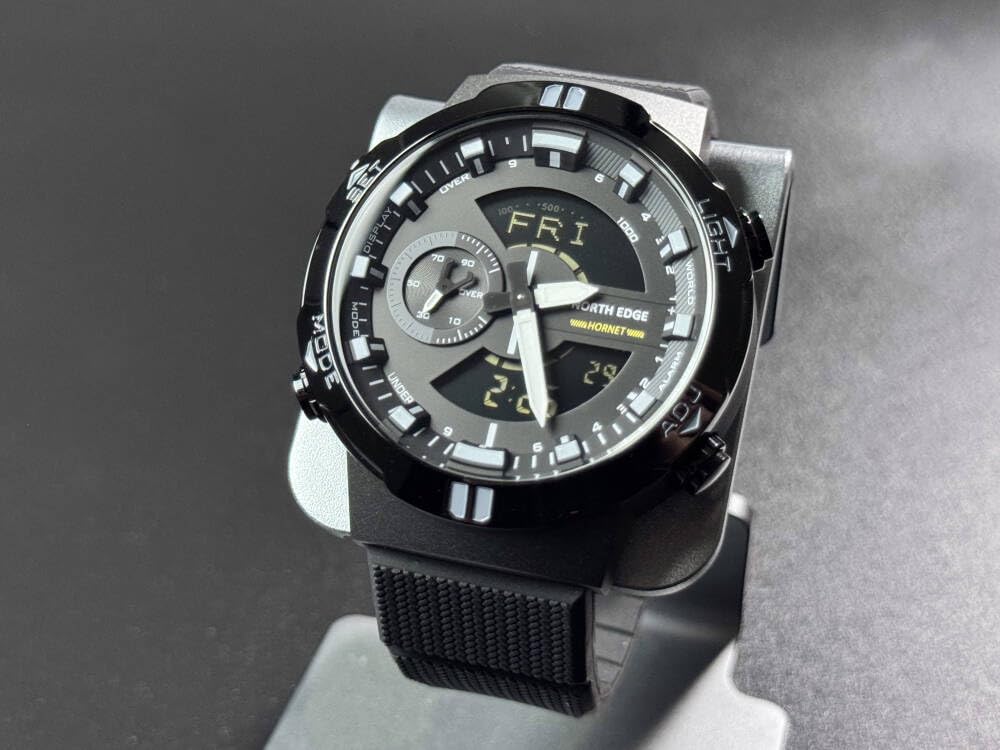 North Edge 2026 Hornet Orologio da polso digitale da uomo, impermeabile fino a 50 m, doppio fuso orario, ora mondiale, misurazione della velocità e illuminatore, perfetto per corsa e