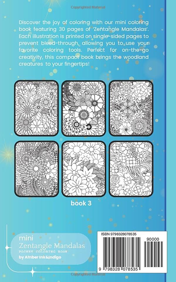 Mini Zentangle Mandala Coloring Book: Single-Sided Pocket Book of Flower Mandalas - Book 3: Portable Relaxing, and Easy to Take Anywhere image 3