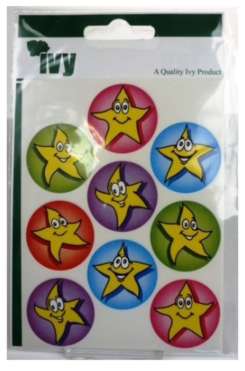 29mm Smiley Face Stars Merit Reward Stickers Self Adhesive Sticky Labels (27 Stickers) Ivy 232902