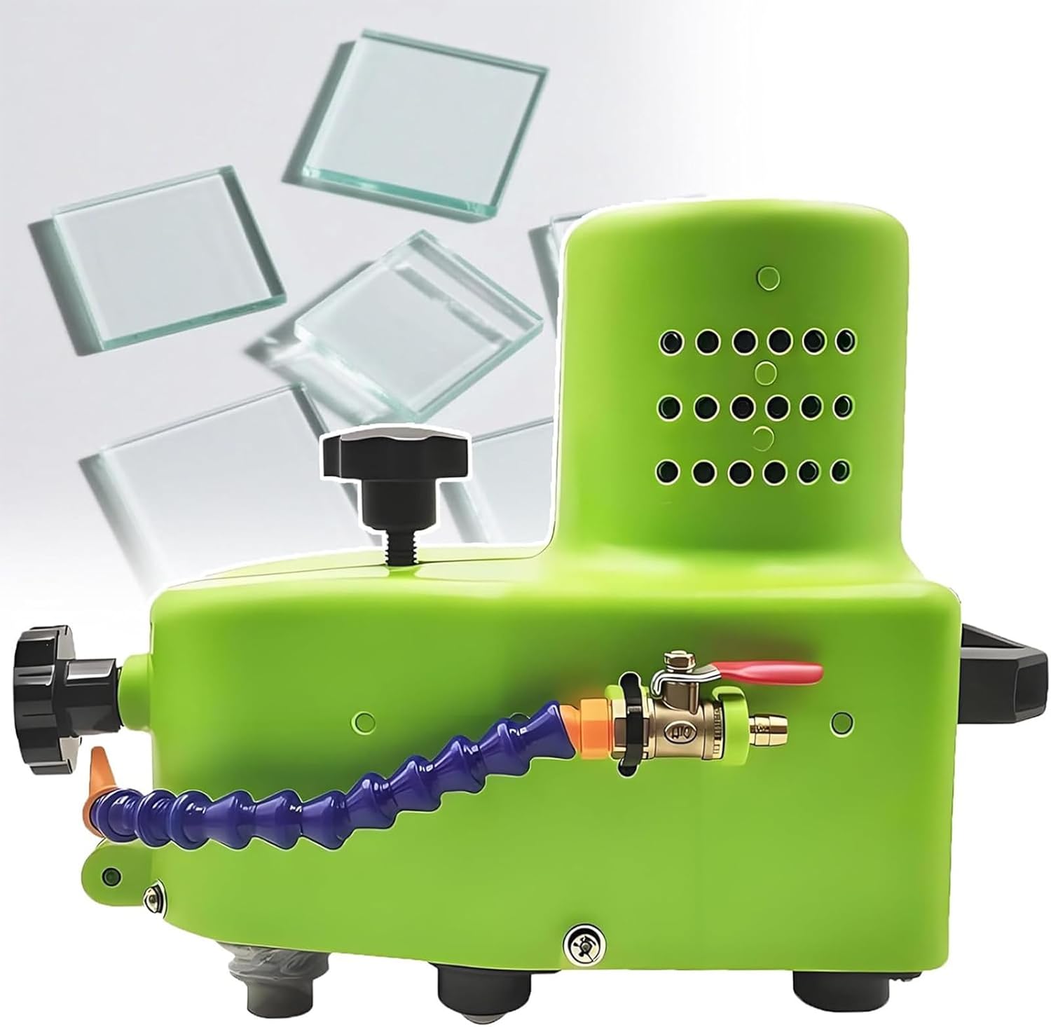 Portable Glass Edging Machine, Electric Edger for Plexiglass, Acrylic, Marble & Ceramic with 10 Diamond Wheels - Straight & Round Bevel Edge Grinder